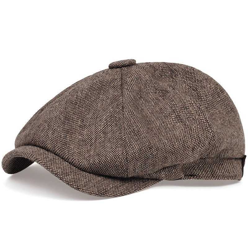 Men Newsboy Hats Peaky Autumn Vintage Herringbone Octagon Cap Women Casual Stripe Berets Gatsby Flat HatX240919