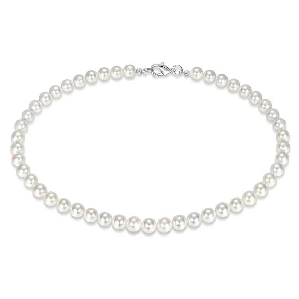 Rock Imitation Pearl Necklace For Men Hip Hop Pearl Bead Chain Men Necklace Women Choker Fashion Party Jewelry GiftX240919