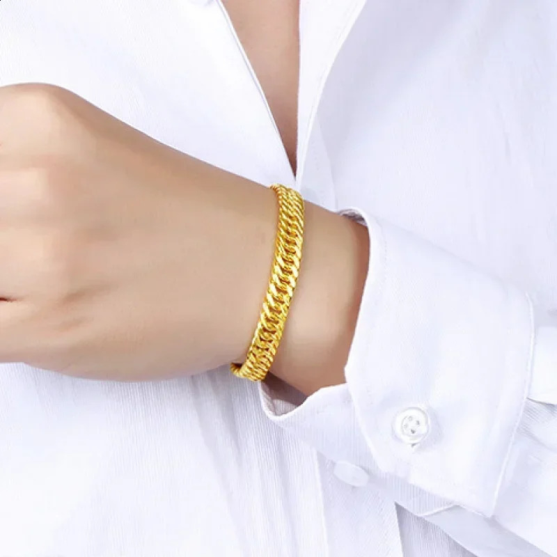 9999 24k Real Gold Bracelet for Men Rich in Boss Chain Eight Directions Enriching Local Tyrants 240912