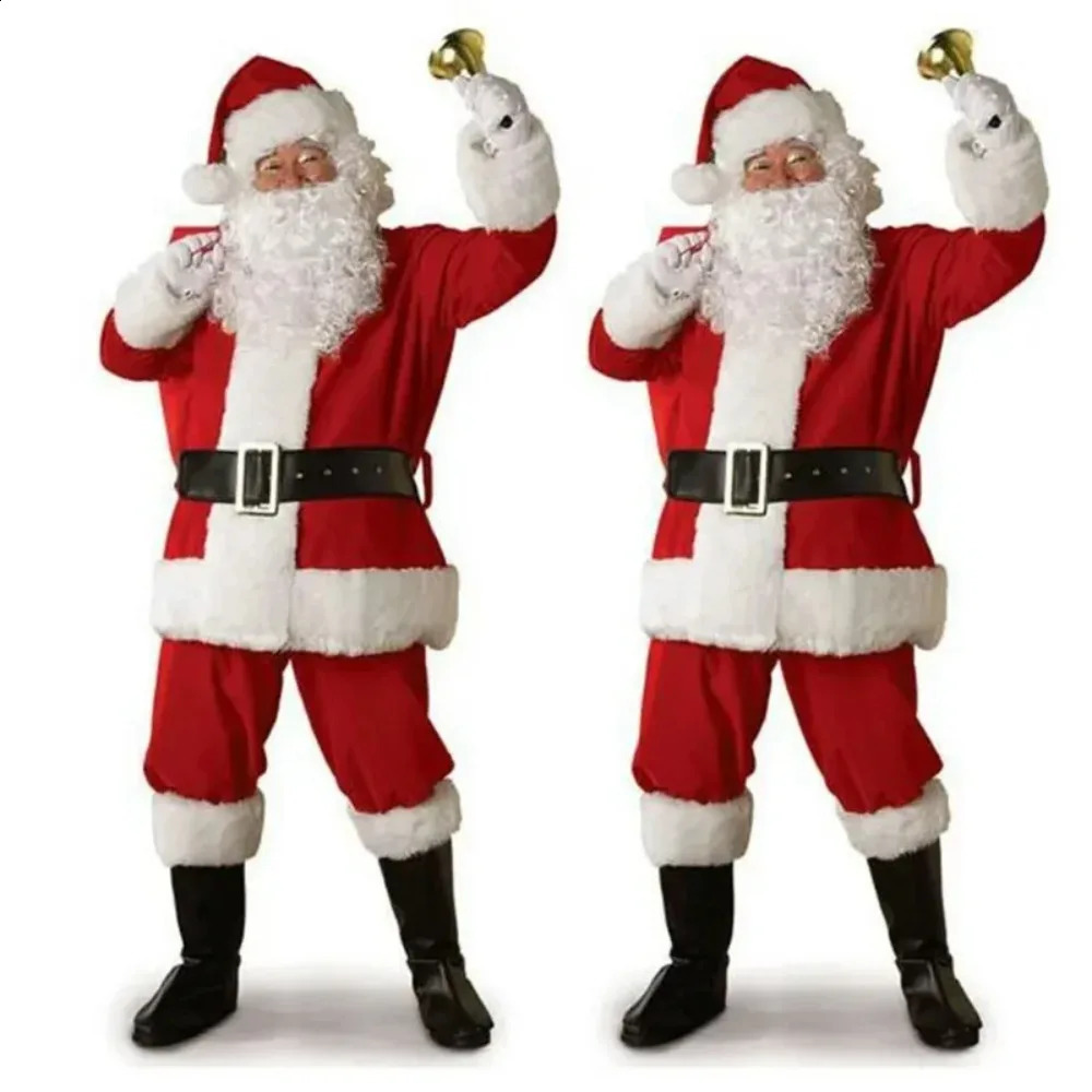 Santa Claus Cosplay Costume Christmas Year Men Costumes Deluxe Classic Adults Set Halloween Carnival Party RolePlay Suits 240919