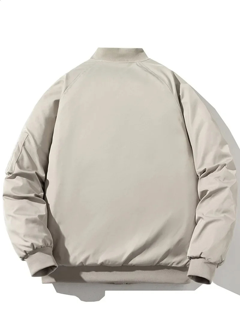 Japanese Style Simple Couple Baseball Cottonpadded Jacket Loose Fit Grey Workwear Bomber Thickened Spring Autumn Winter 240919
