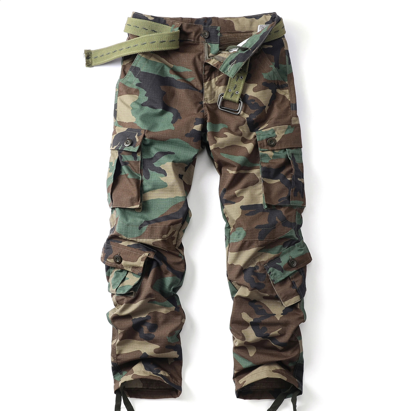 AKARMY camouflage multi flap pocket mens straight leg cargo pants loose casual outdoor work without straps 240918