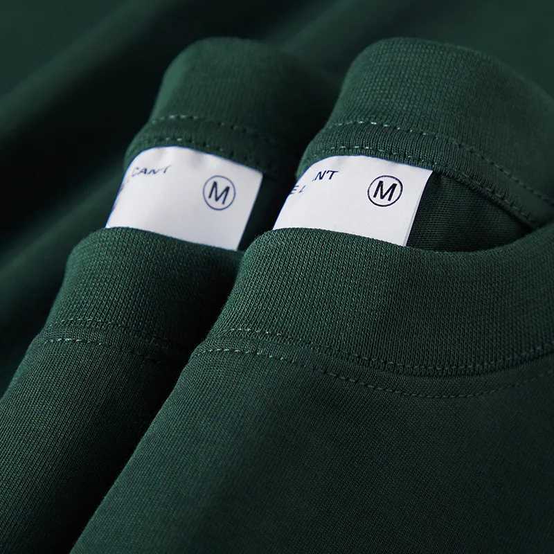 Sycpman 300grams 10.58oz Oversized Loose Heavy Weight Cotton Solid Color Drop Shoulder Short Sleeve T-shirt Men for Summer Z240919