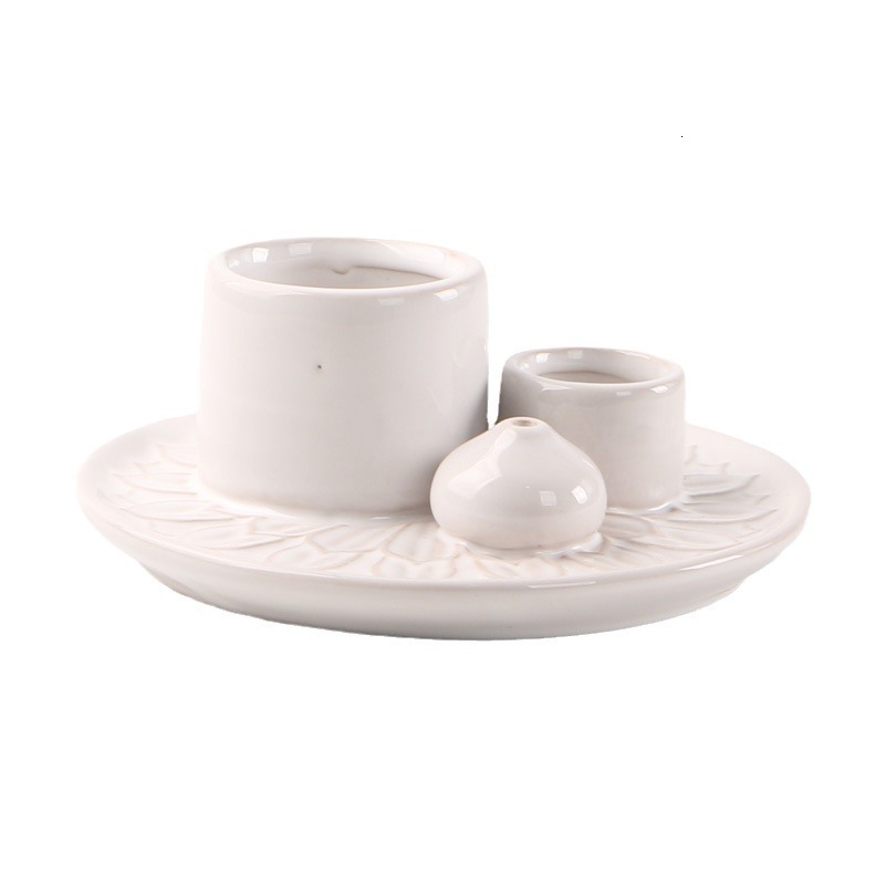Minimalist Style Ceramic Candle Holder Aromatherapy Stove Cup Atmosphere Decoration Sage Holy Wood Plate