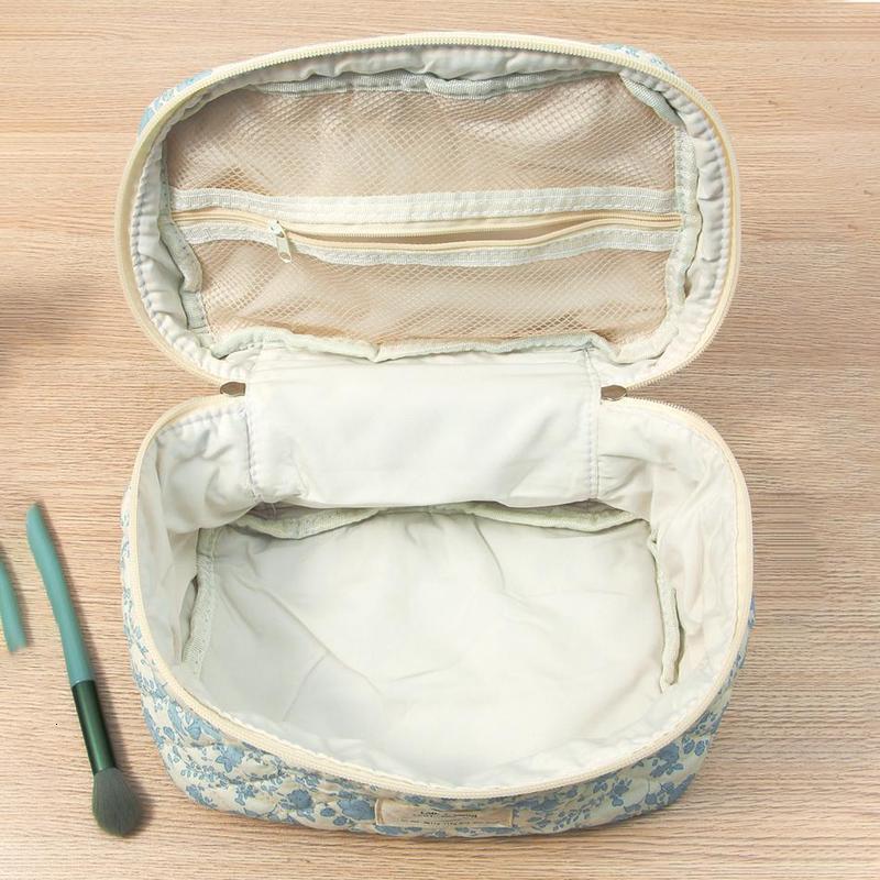 Summer Sizes Large Capacity Quilted Pattern 3 Counts/set Portable Cosmetic Bag Pencil Bat, Zipper Makeup Organizer Pouch for Lipgloss, Spring Versatil