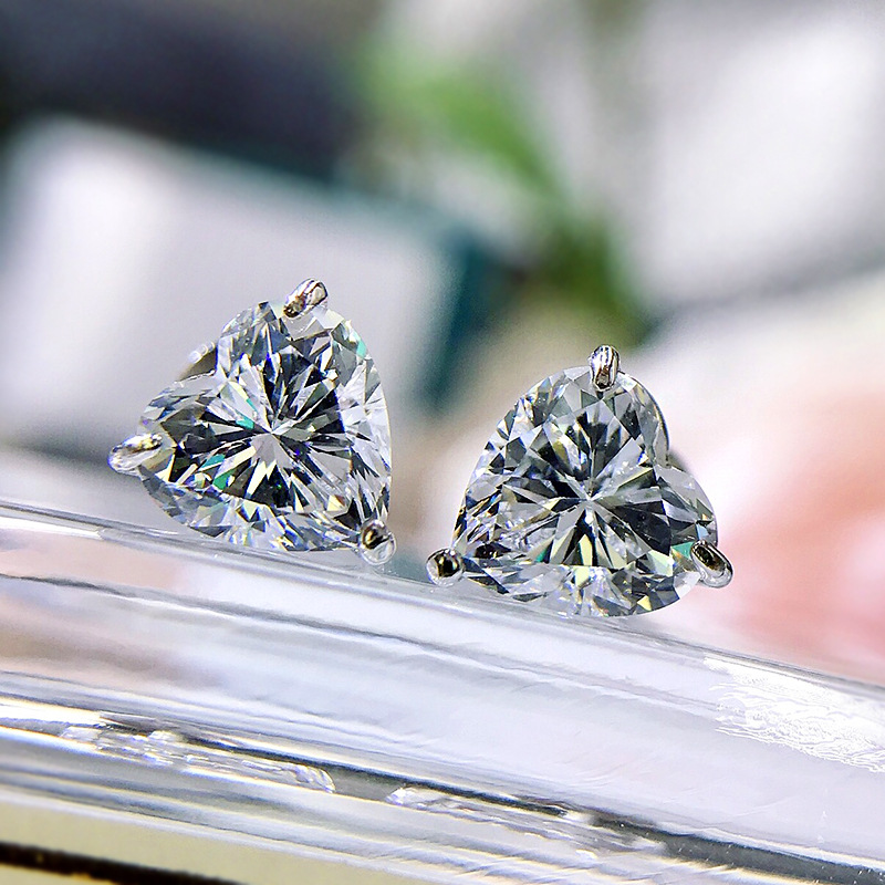 Sterg Sier Moissanite Heart Stud Earrings: Exquisite 2024 Jewelry Gift