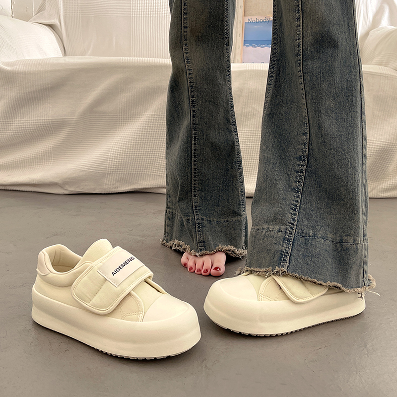 Casual Canvas Shoes for Women: Versatile White, Thick Sole, Comfort Fashion, Free Shipping f9a3