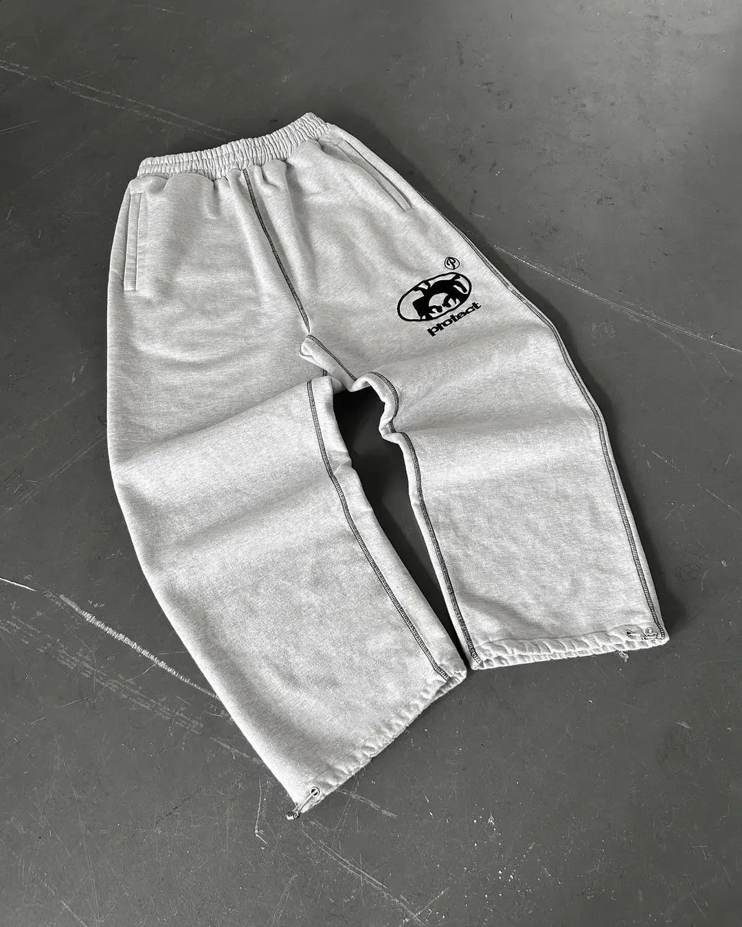 Streetwear PROTECT Jogging Sweatpants Letter Pattern Embroidered Baggy Harajuku Gothic Tight Waist Loose Trousers 240914