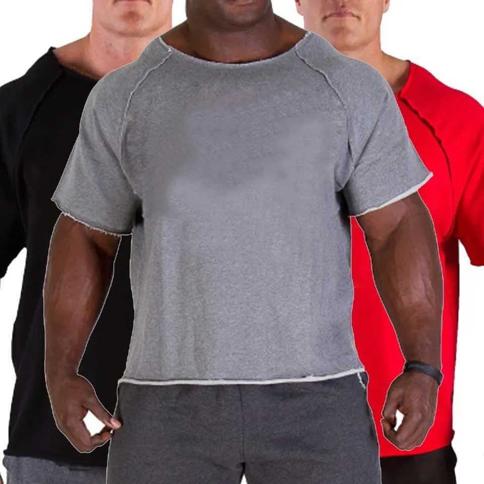 Mens Casual Batwing Rag Shirt Male O Neck Cotton Gym T-Shirt Fitness Gym Wear Breathable Bodybuilding Muscle Tee Tops New Z240919