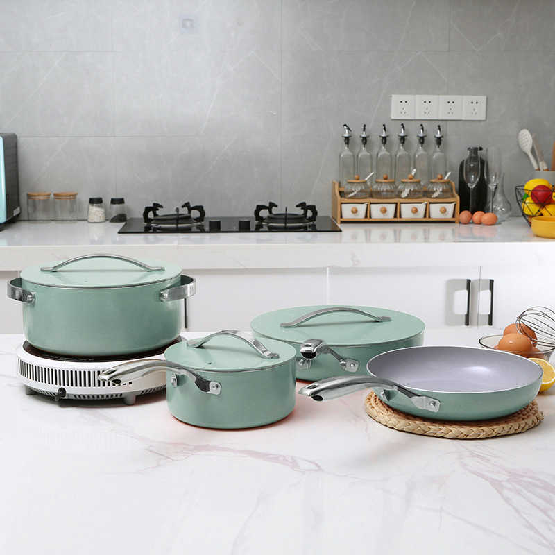 New aluminum ceramic non stick pan frying pan milk pot festive gift set of four pieces set of pan X240919