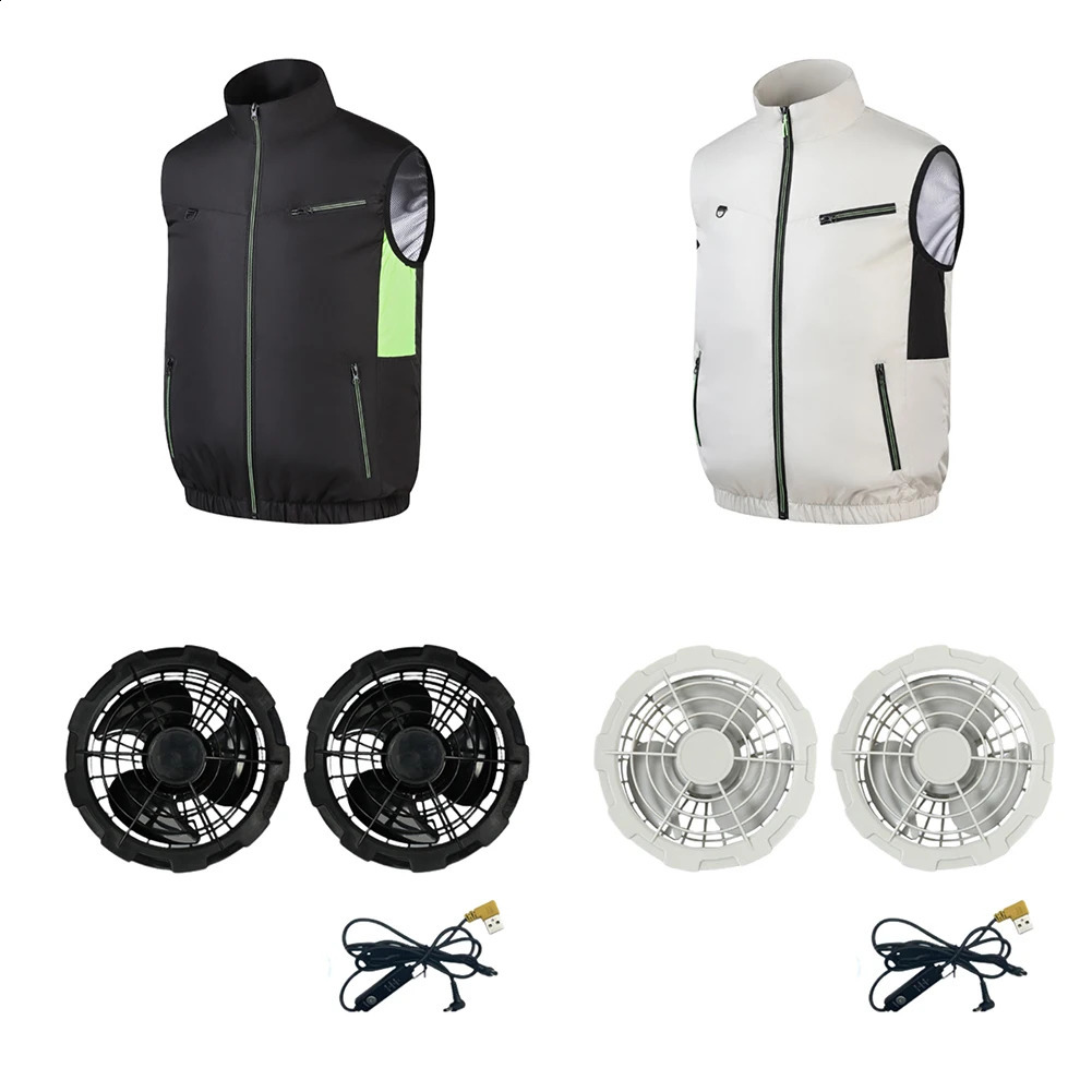 Cooling vest ice fan vest heat-resistant air conditioning clothing breathable sleeveless work clothes 3-speed weather work clothes 240919
