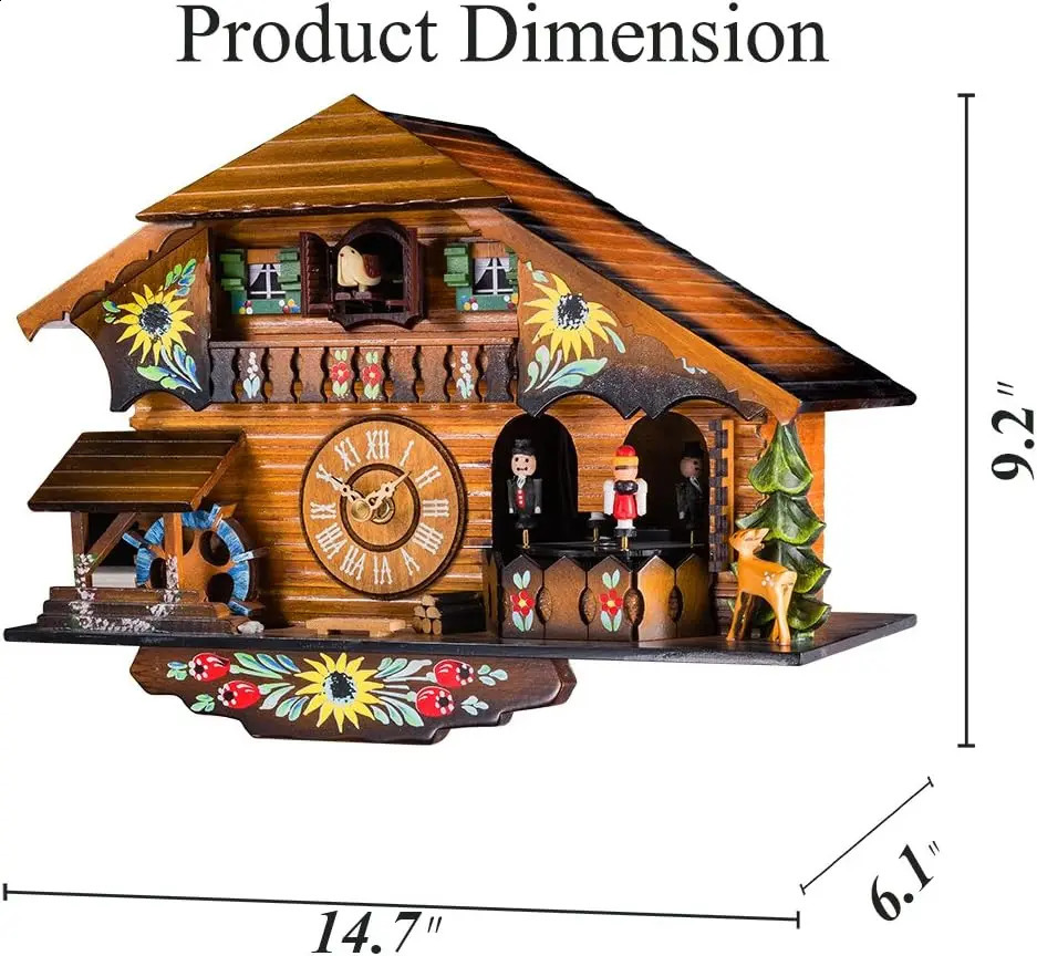 Cuckoo clock pendulum quartz wall black 240919