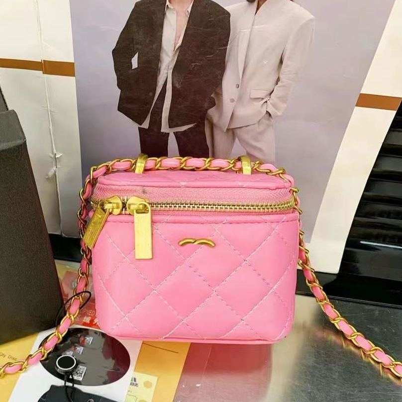 Ladies Makeup Bag Designers Cosmetic Bags Fashion Luxury Leather Chain Cosmetic Case Solid Color Make Up Outdoor Travel Pouch Box Cases Womens Handbags