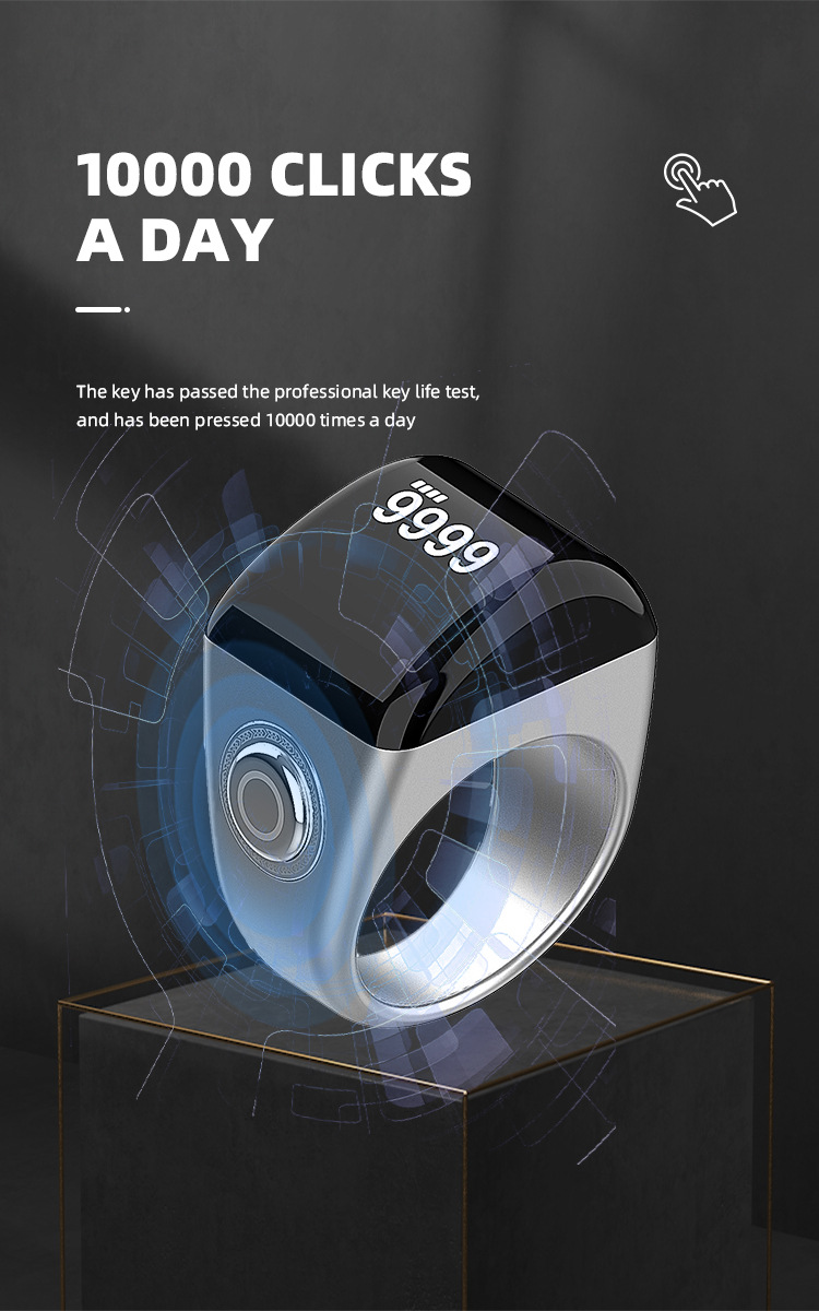 Mizean Smart Ring Tasbih Tally Counter for Muslims Ring Digital Tasbeeh 5 Prayer Time Vibration Reminder Waterproof Bluetooth Subhan Allah Comfortable