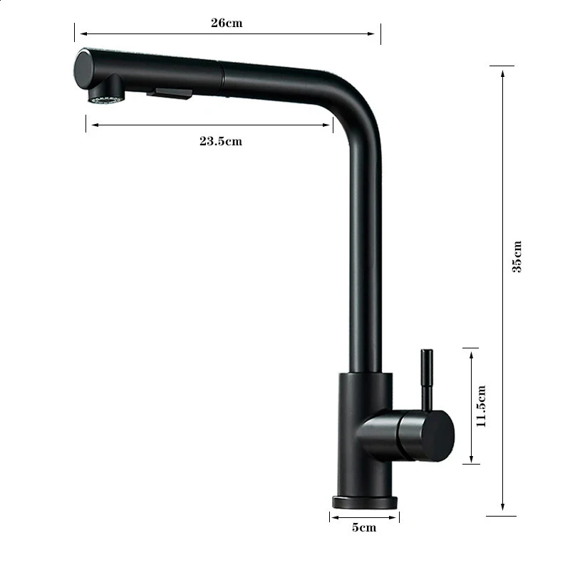Black 360° Rotation Stream Sprayer Nozzle Stainless Steel Kitchen Sink Cold Taps Kitchen Faucet Deck Mounted Mixer Tap 240918