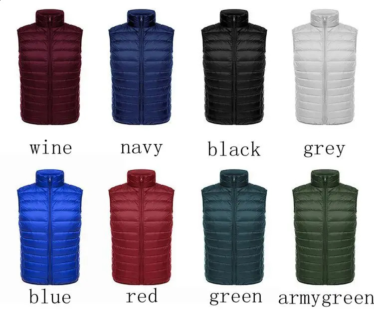 Bang 6XL Men Sleeveless Warm Vest Ultra Light Down Vest Man Winter Solid Sleeveless Jacket Mens Lightweight Waterproof Vests 240912