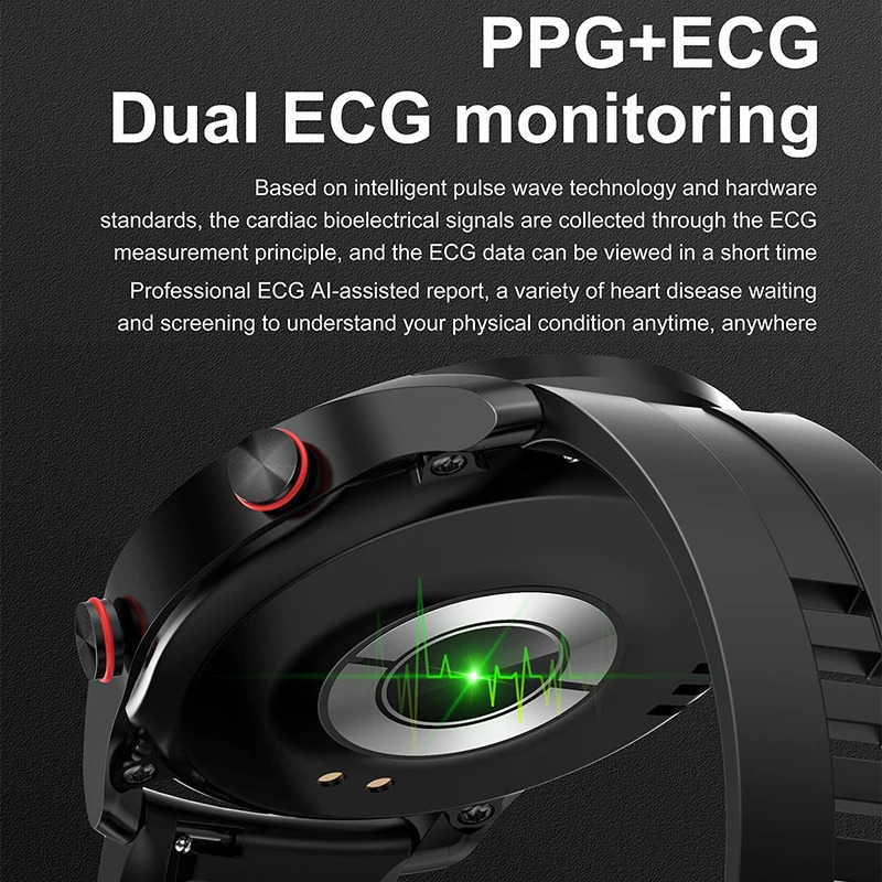 ECGPPG Bluetooth Call Smart Watch Mens Laser Health Blood Pressure Fitness Sports Watch Mens Sports Waterproof Smart WatchBox 240919