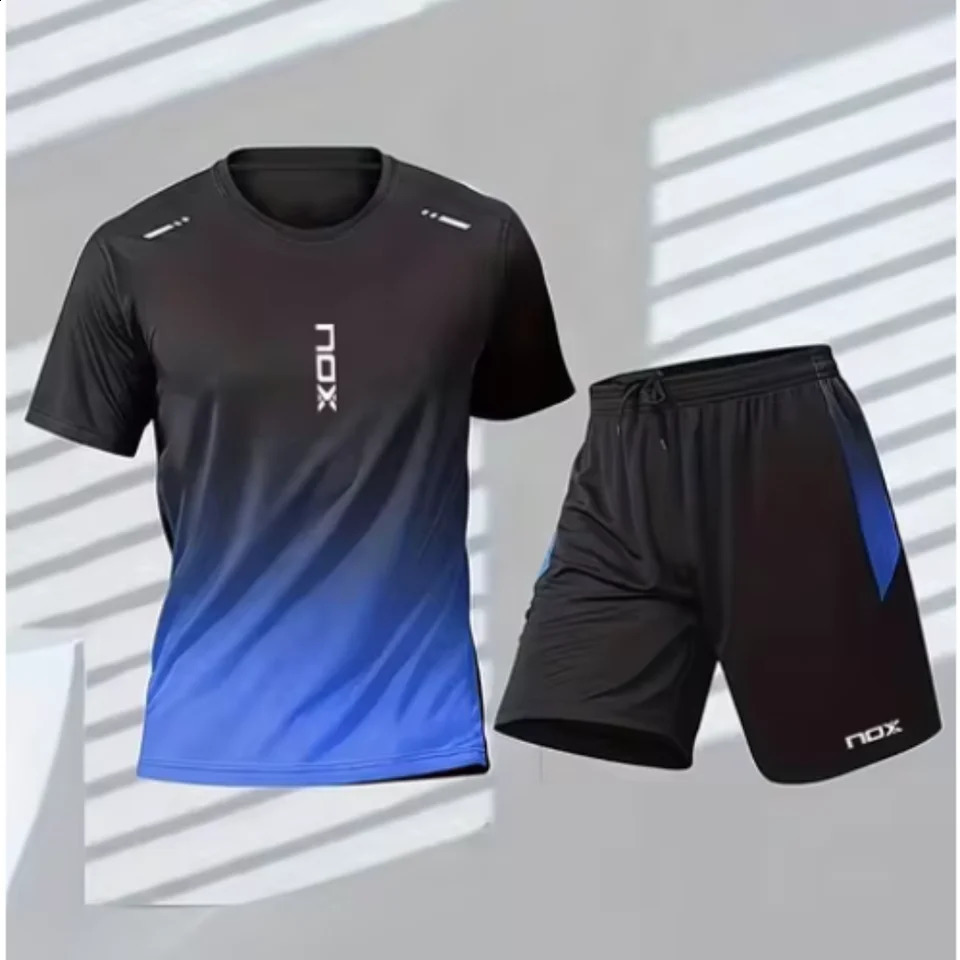 Nox Padel Tracksuit Summer Mens T-shirt And Shorts Tracksuit Breathable And Loose Tennis Tracksuit Running Training Wear 240918