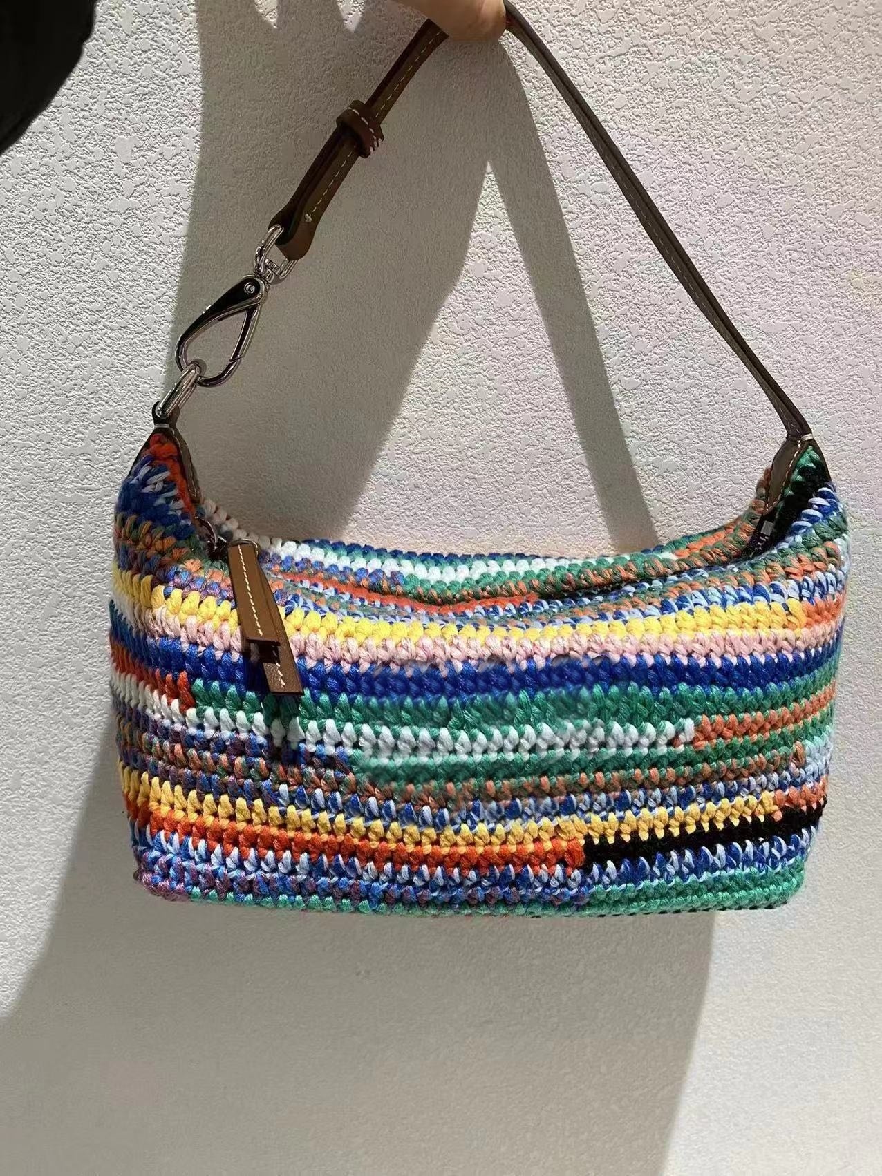 Female Rainbow Woven Fashion 2024 Women Underarm Bag Totes Handbag Casual Purse