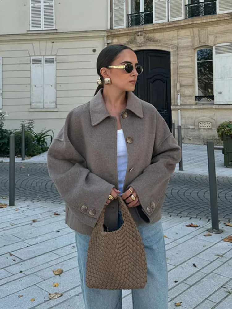 Fashion Solid Lapel Single Breasted Demiseason Jacket For Women Elegant Quilted Long Sleeved Coat Autumn Lady Commute Outwear 240919