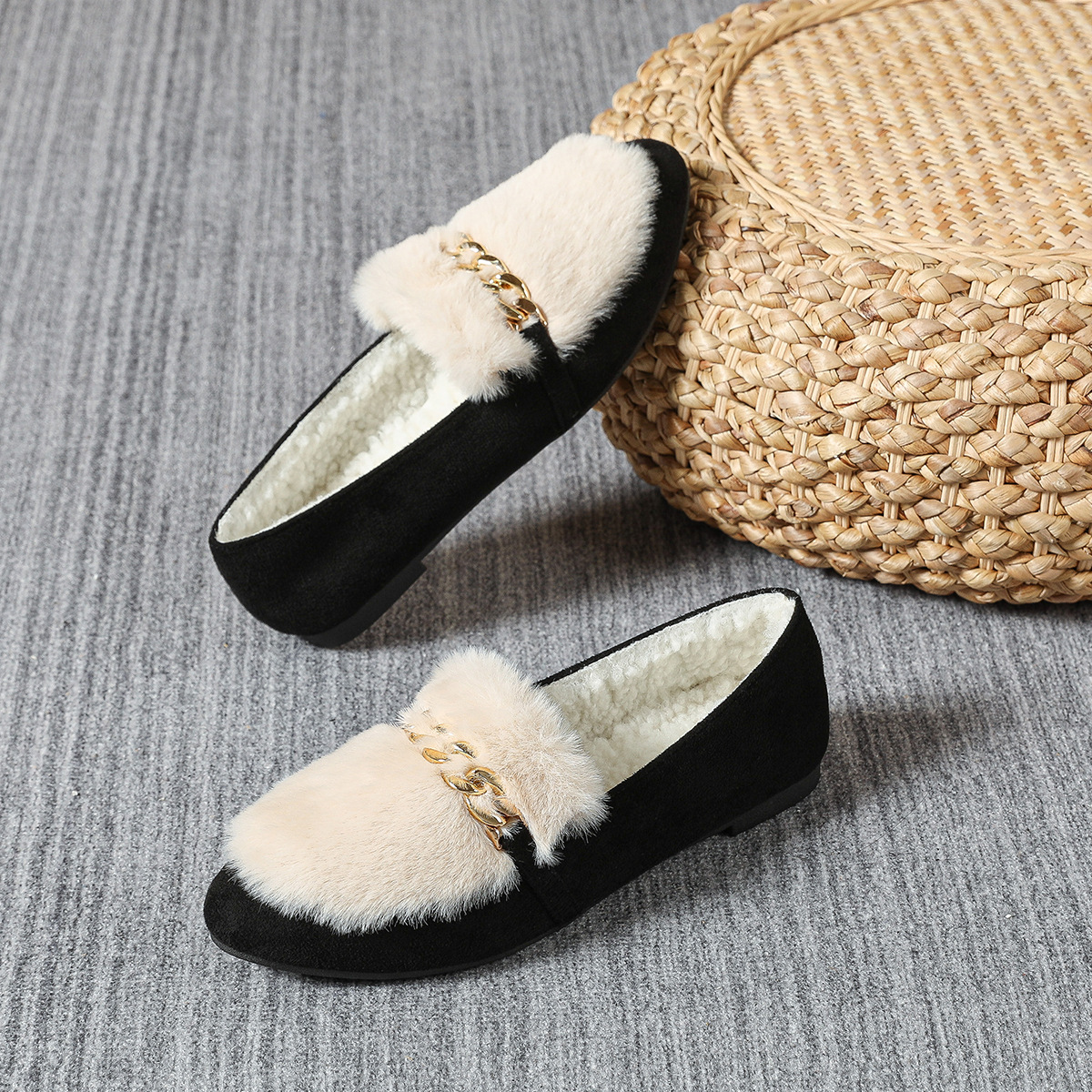 Women Casual Shoes Winter Warm Simple Design Soft Soles Slip On Flat Bottom Comfort Free shipping