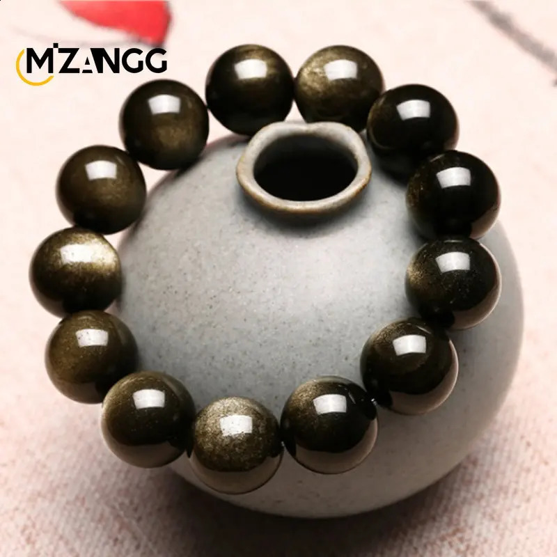 Natural Silver Obsidian Bracelet Mens and Womens Models Double Cat Eyes Silver Obsidian Gold Obsidian Lucky Amulet Hand String 240910