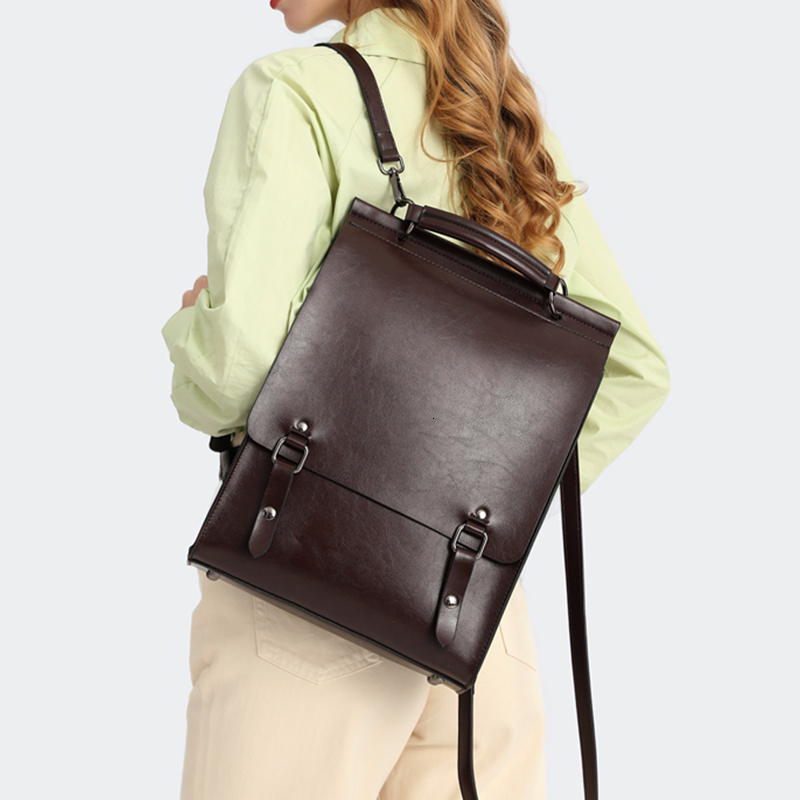 Hifashion Cowhide Genuine Leather Backpack For Women 2024 Trend Designer A4 Student School Travel Work Female Shoulder Bags