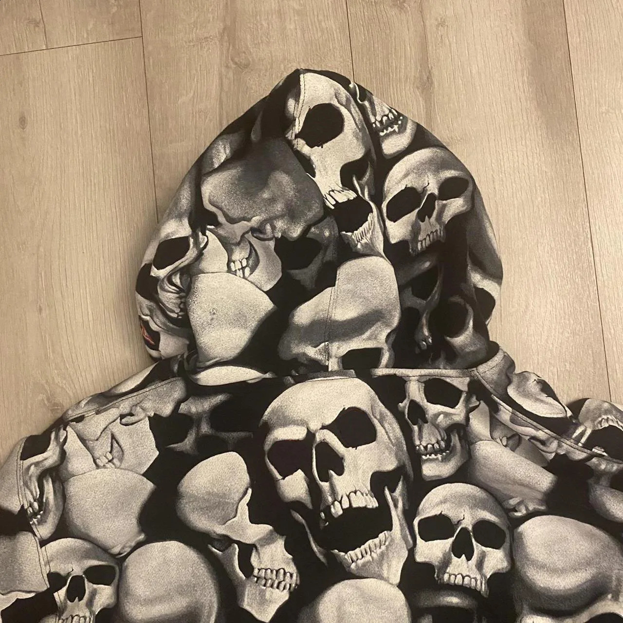 Zip Hoodie Men Y2K Clothes Halloween Hoodie Fashion Hoodie Goth Womens Head Skeleton Print Long Sleeve Sweatshirt Oversized Top 240912