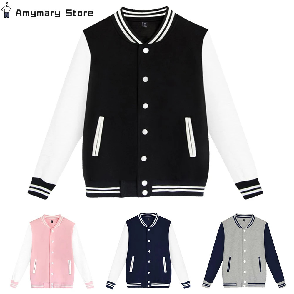 Couple Baseball Jacket Spring Autumn Mens Womens Pilot Bomber University Varsity Solid Casual Hip-hop Korean Fashion Clothes 240919