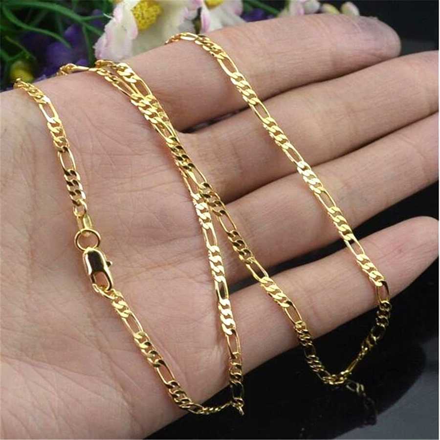 1PC 2.5MM Mens French Figaro Necklace Chain 18K Gold Plated 925 Silver Plated Long Chain Necklace Unisex Jewelry 16-30inchX240919