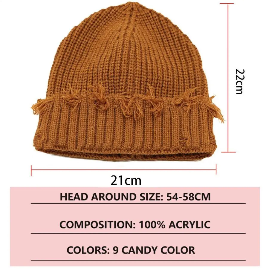 Bright candy colored winter knitted hat for female skull warm and thick male hip-hop hole head bone hat unisex couple hat 240919