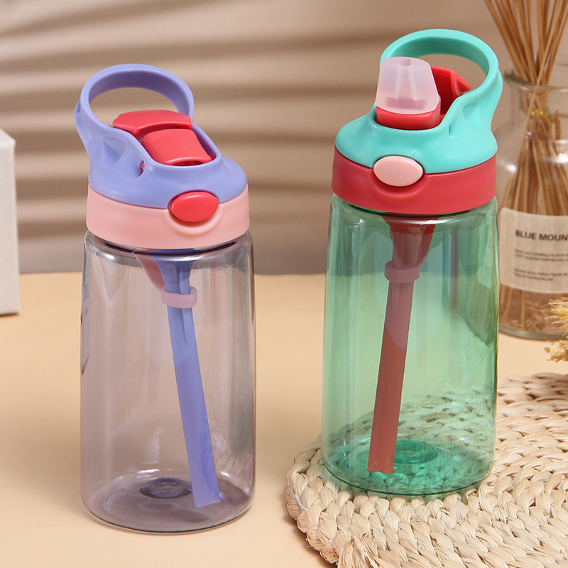 16oz plastic kids with lids straw 480ml children water bottle drinking tumbler for student portable unbreakable sippy cup blue green red purple custom