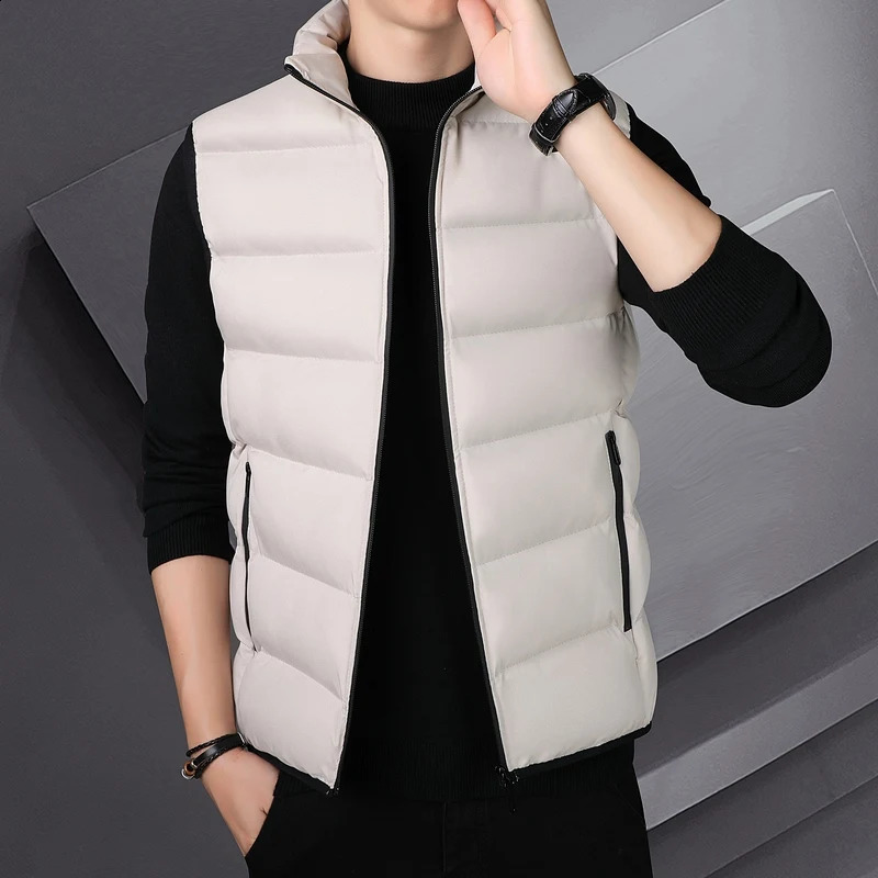 Casual Down Cotton MenS Spring And Autumn And Winter Korean Version Trend Wear A Vest Warm Shoulder Coat Boy 240912