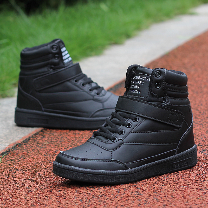 Woman Breathable High Top Black White Boots Women Casual Sport Shoes Platform Hidden Increasing Sneakers Leather Shoe 241126