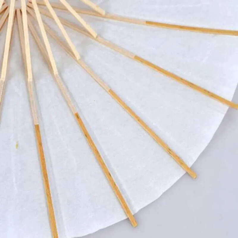 Wedding Umbrella Handmade Diameter 60 Cm Plain White Color Chinese Small Paper Parasol With Bamboo Handle