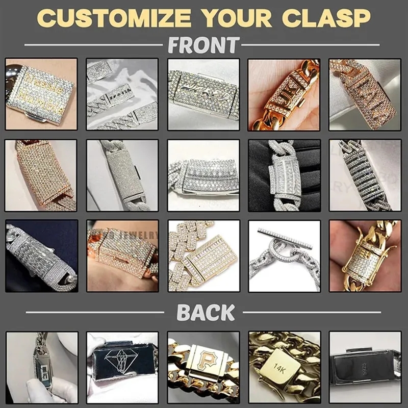 Best Rapper Jewelry Iced Out Necklace for Men 8mm 925 Sterling Silver Lab Diamond Moissanite Cuban Link Chain
