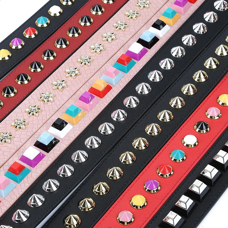 Womens square rivet wide bag shoulder collision color clown wer strap cross body parts Acessorios 240914