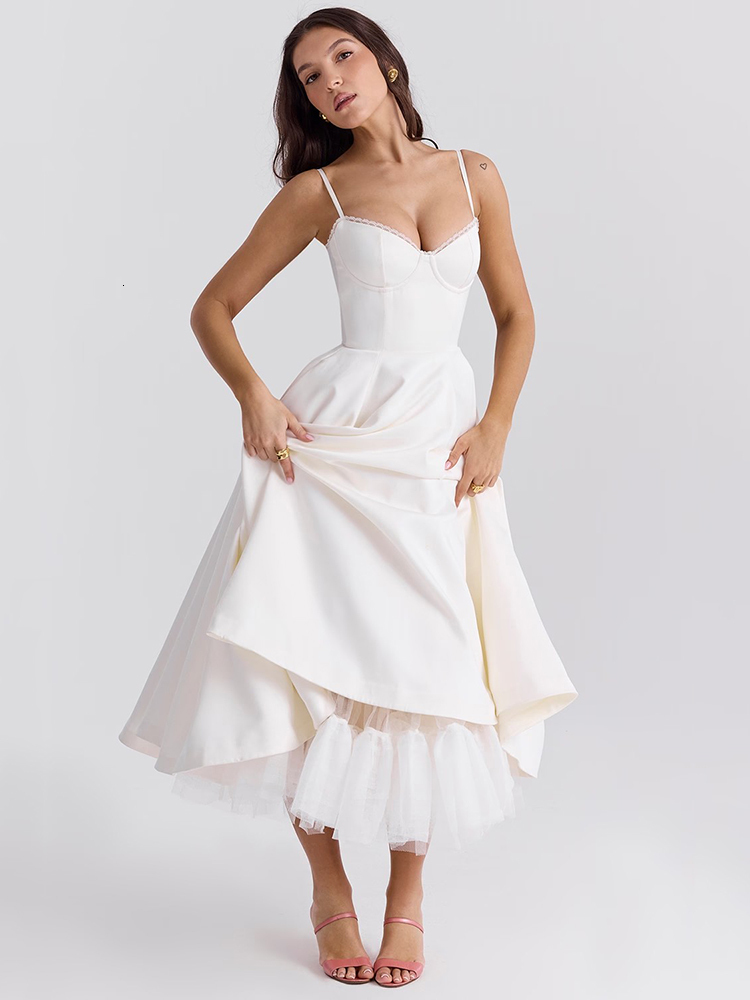 Mozision Elegant A-E Backless Midi For Women Fashion Spaghetti Strap Sleeveless Loose Club Party Sexy Dress New