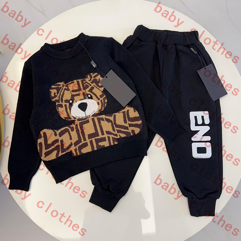 Clothing Sets kids designer clothes plaid luxury childrens hoodie and sprint long sleeved bottom sweater sports pants set baby underwear clothing hooY241113HA92