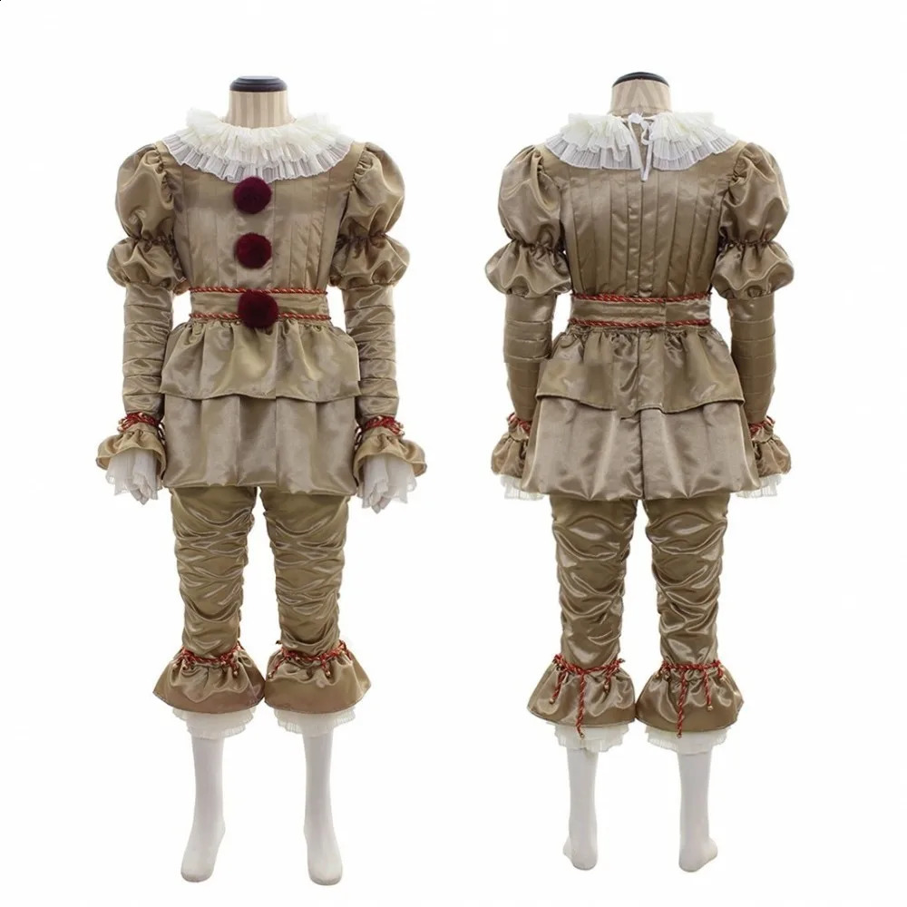 Halloween Adult Men Pennywise Clown Cosplay Costume Carnival Party Stage Performance Villain Vintage Clothing Set 240919