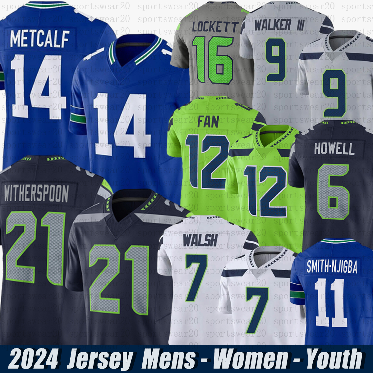 Seattlecity SeahawksS jersey #14 DK Metcalf #16 Tyler Lockett sEAttLE Football Jersey Kenneth Walker III Geno Smith Devon Witherspoon Jaxon Smith-Njigba jerseys