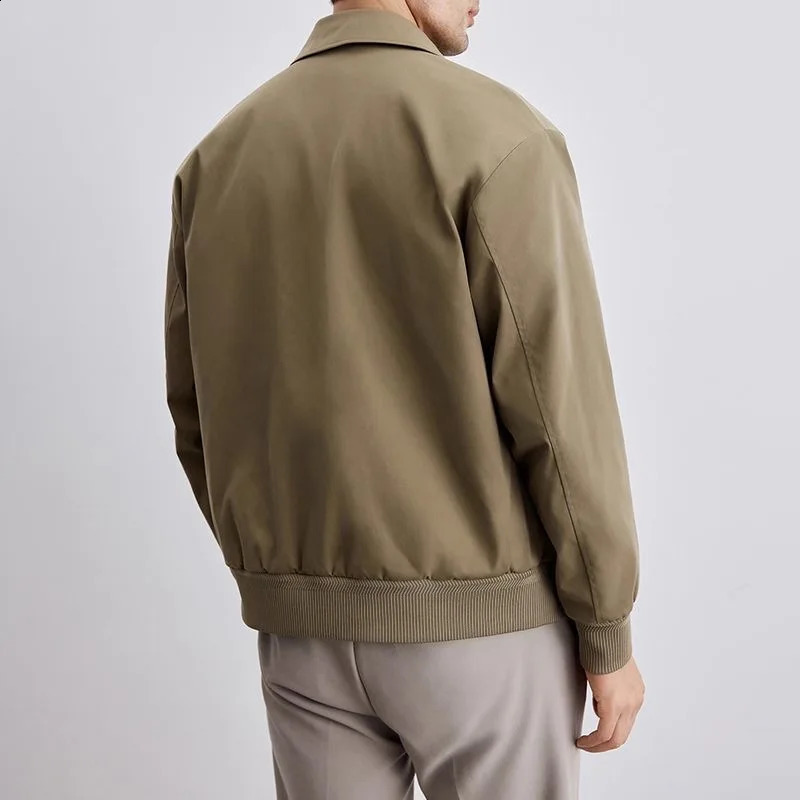 Vintage Jacket Man Spring Casual Loose Fashion Retro Short Coat Men High Quality Solid Turndown Collar Street Outwears 240918