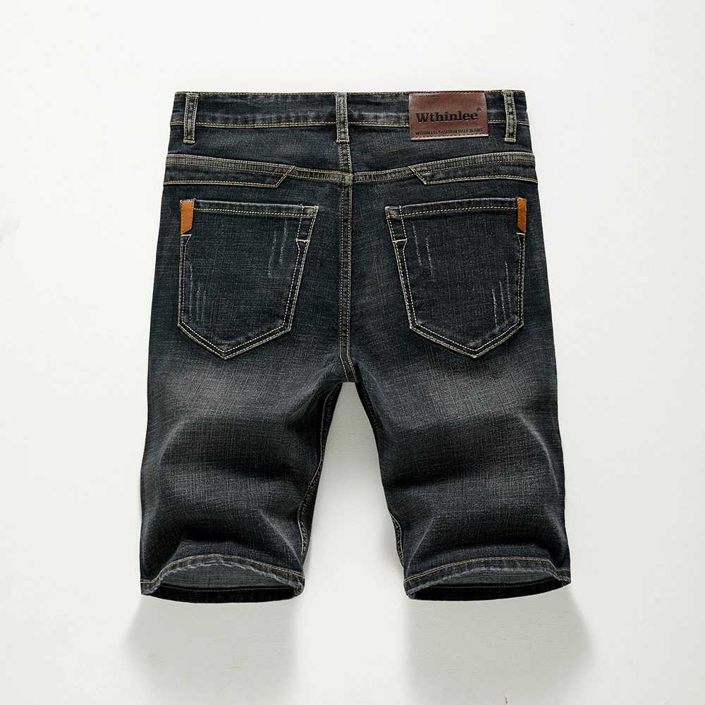 2024 Summer Shorts Jeans Men Denim Pants Stretch Dark Blue Fashion Design Mens Jeans Slim Straight Male Short Jeans HombreX240914