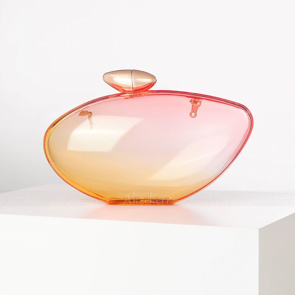 Alizekerr Transparent Acrylic Evening Bags Women Boutique Graduated Color Oval-Shaped Clutch Purses And Handbags Wedding Party