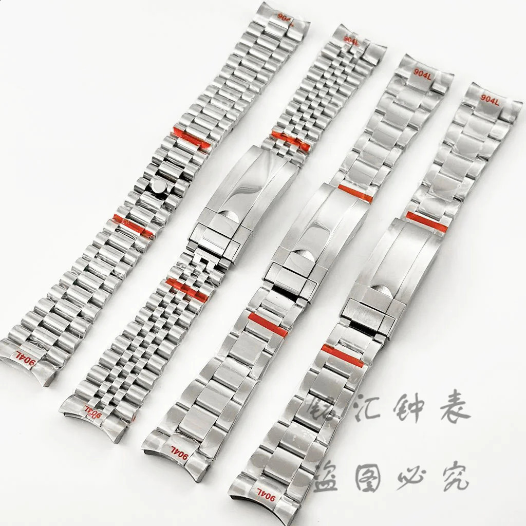 20MM Wide Silver Presidential Solid Bracelet 904L Stainless Steel Lock Wristband Used for Sub Log NH34 NH35 Cases 240911