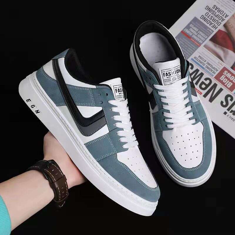 2024 Spring/Summer New Men's Fashion Casual Board Color Blocking Lace Up Korean Versatile Trendy Shoes Flat Bottom