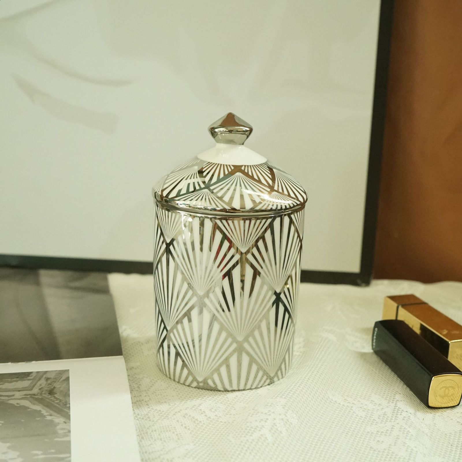 Courtly Check Enamel Canister Black-and-White Kitchen Storage Container with Lid Mini 240820