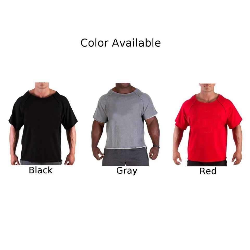 Mens Casual Batwing Rag Shirt Male O Neck Cotton Gym T-Shirt Fitness Gym Wear Breathable Bodybuilding Muscle Tee Tops New Z240919