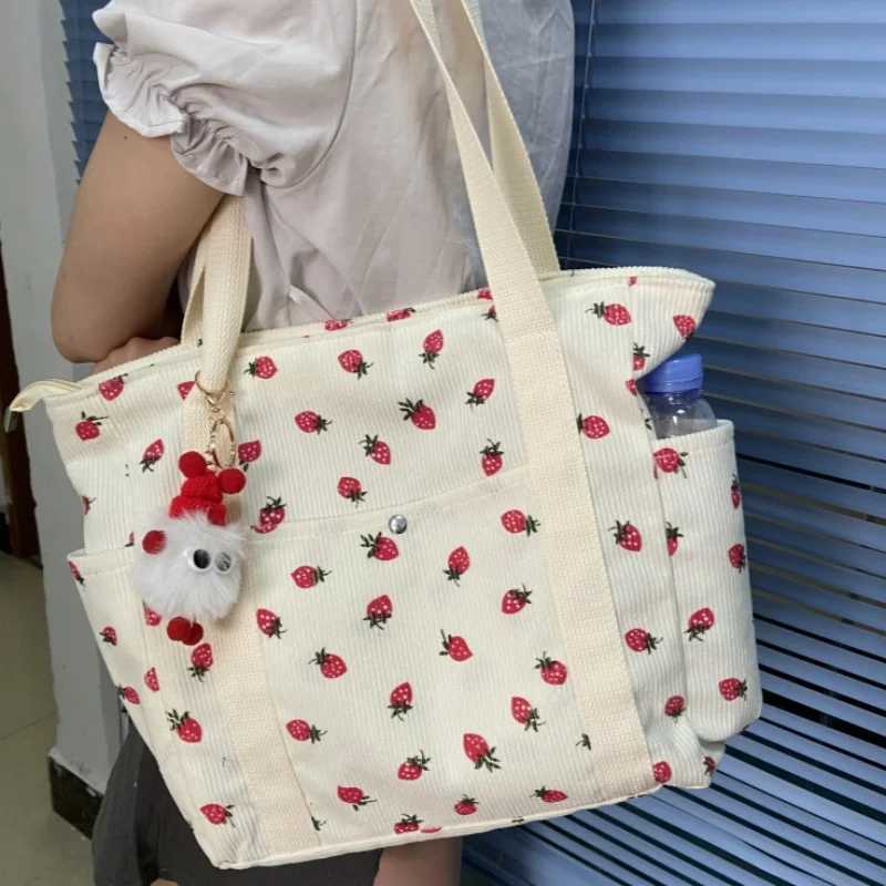 Forest Fresh Corduroy Handbag Sweet and Fashionable Versatile Shoulder Bag Beautiful and Simple Commuter Womens Tote Bag Z250224