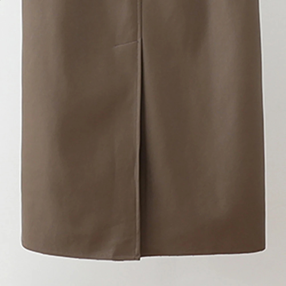 Elegant Fashion Faux Leather PU Skirts Women Clubwear Party Office Lady High Waist Midi Skirts Bodycon Wrap Hips Bottom Clothes 240919